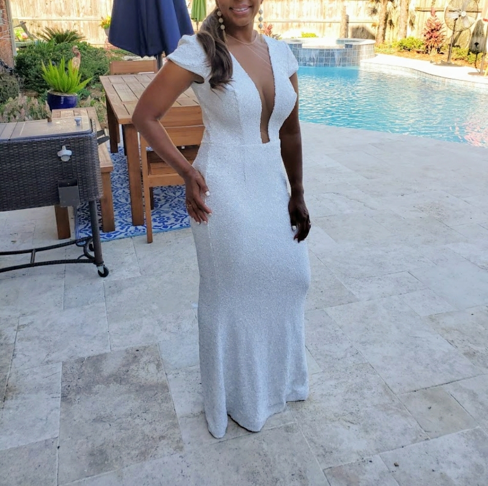 White sequin long dress